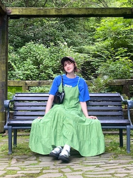 「アイテム（帽子、ブラウン系）」を使った、yuさん（レディース・170cm）の夏コーディネート