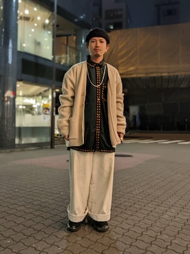 「Maison Kitsune（メゾンキツネ）のアイテム」を使った、みねさん（メンズ・161cm）の秋コーディネート