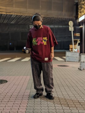 「ISAMU KATAYAMA BACKLASH（イサムカタヤマバックラッシュ）のアイテム」を使った、みねさん（メンズ・161cm）の夏コーディネート