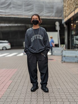 「ISAMU KATAYAMA BACKLASH（イサムカタヤマバックラッシュ）のアイテム（トップス）」を使った、みねさん（メンズ・161cm）の夏コーディネート