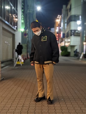 「Maison Kitsune（メゾンキツネ）のアイテム」を使った、みねさん（メンズ・161cm）の冬コーディネート