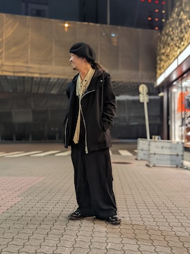 「ISAMU KATAYAMA BACKLASH（イサムカタヤマバックラッシュ）のアイテム」を使った、みねさん（メンズ・161cm）の秋コーディネート