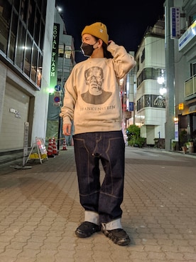 「ROYAL FLASH（ロイヤルフラッシュ）のアイテム（スニーカー）」を使った、みねさん（メンズ・161cm）の冬コーディネート