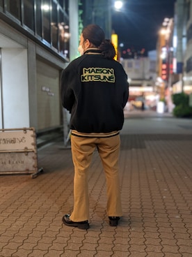 「Maison Kitsune（メゾンキツネ）のアイテム」を使った、みねさん（メンズ・161cm）の冬コーディネート
