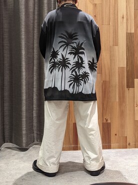 「ISAMU KATAYAMA BACKLASH（イサムカタヤマバックラッシュ）のアイテム（トップス）」を使った、みねさん（メンズ・161cm）の夏コーディネート