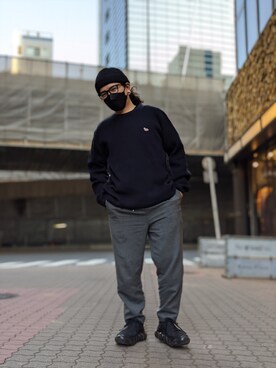 「ROYAL FLASH（ロイヤルフラッシュ）のアイテム（スニーカー）」を使った、みねさん（メンズ・161cm）の冬コーディネート