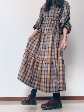 「くつした」｜「アイテム（ワンピース/ドレス）」を使った、atsukonokoさん（レディース・156cm）の秋コーディネート