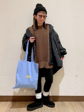 「Right-on（ライトオン）のアイテム（帽子）」を使った、Rightonさん（レディース・152cm）の冬コーディネート