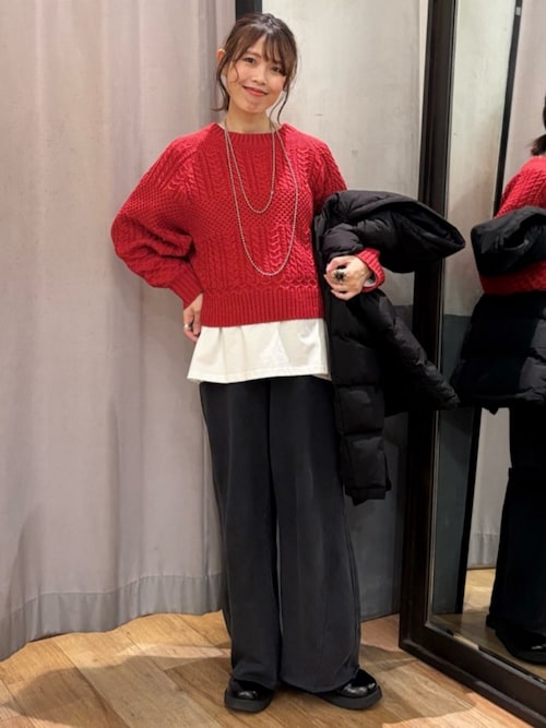 【HONEYSUCKLE ROSE】スリットロングスリーブＴシャツ（スリット/ロングスリーブ/Tシャツ/シンプル/通気性/快適着心地）