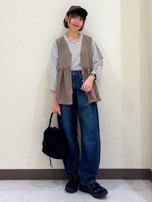 すっきり見え】【HONEYSUCKLE ROSE】ウール調ペプラムベスト