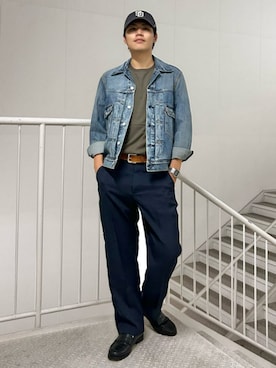 「アイテム（デニムジャケット）」を使った、Rightonさん（メンズ・175cm）の夏コーディネート