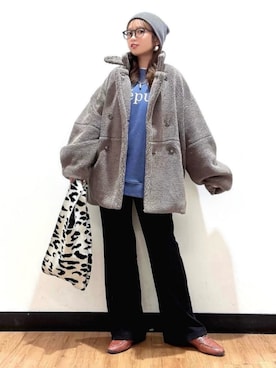 「アイテム（その他アウター、ブラウン系）」を使った、Rightonさん（レディース・157cm）の冬コーディネート