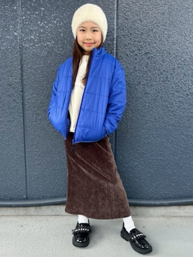 「アイテム（ダウンジャケット/コート）」を使った、Rightonさん（キッズ・128cm）の冬コーディネート