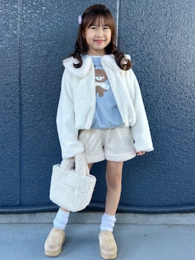 「ブルー」｜「アイテム（スウェット）」を使った、Rightonさん（キッズ・128cm）の冬コーディネート