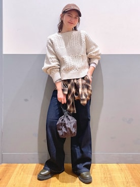 「SOMETHING（サムシング）のアイテム（パンツ）」を使った、Rightonさん（レディース・155cm）の冬コーディネート