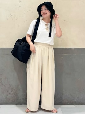 「Right-on（ライトオン）のアイテム（帽子）」を使った、Rightonさん（レディース・157cm）の夏コーディネート