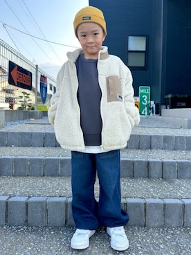 「アイテム（帽子）」を使った、Rightonさん（キッズ・120cm）の秋コーディネート