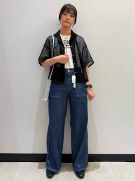 「SOMETHING（サムシング）のアイテム（デニムパンツ）」を使った、Rightonさん（レディース・164cm）の夏コーディネート