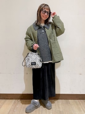 「アイテム（ミリタリージャケット）」を使った、Rightonさん（レディース・152cm）の秋コーディネート