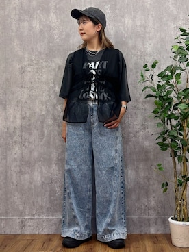 「Right-on（ライトオン）の【HONEYSUCKLE ROSE】シアーリボンベスト（その他トップス）」を使った、Rightonさん（レディース・162cm）の秋コーディネート