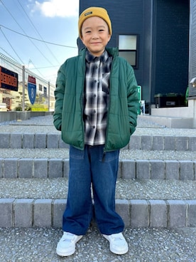 「アイテム（帽子）」を使った、Rightonさん（キッズ・120cm）の秋コーディネート