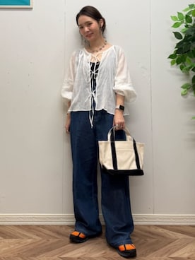 「30代コーデ」｜「アイテム（オールインワン・サロペット）」を使った、Rightonさん（レディース・158cm）の夏コーディネート