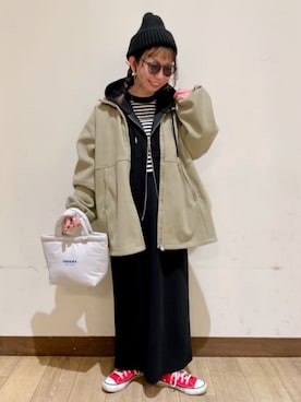 「アイテム（パーカー）」を使った、Rightonさん（レディース・152cm）の冬コーディネート