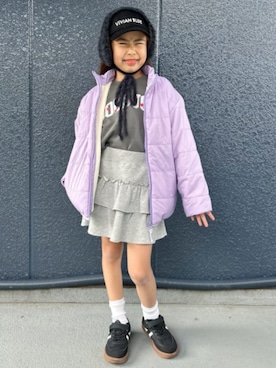 「アイテム（ダウンジャケット/コート）」を使った、Rightonさん（キッズ・128cm）の冬コーディネート