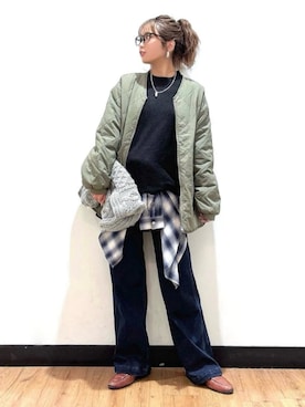 「アイテム（ミリタリージャケット）」を使った、Rightonさん（レディース・157cm）の冬コーディネート