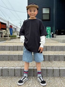 「Right-on（ライトオン）のアイテム（キャップ）」を使った、Rightonさん（キッズ・120cm）の春コーディネート