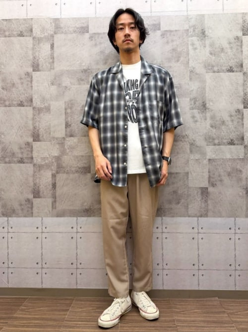 BACK NAMBER right on DJ オンブレチェックシャツ BACK NUMBER】オンブレチェック半袖シャツ（シャツ/ブラウス