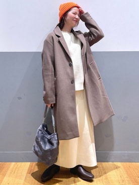 「アイテム（ジャケット/アウター、ベージュ系）」を使った、Rightonさん（レディース・155cm）の冬コーディネート