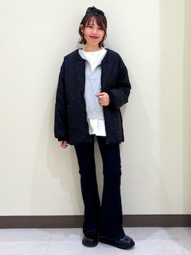 「アイテム（ミリタリージャケット）」を使った、Rightonさん（レディース・164cm）の冬コーディネート