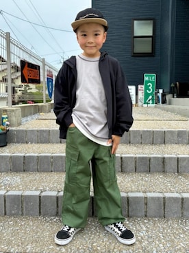 「Right-on（ライトオン）のアイテム（キャップ）」を使った、Rightonさん（キッズ・120cm）の春コーディネート