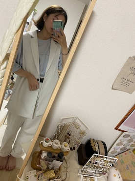 「LOWRYS FARM（ローリーズファーム）のCONEハイライズワイドデニム　800874（デニムパンツ）」を使った、ariaさん（レディース・157cm）の夏コーディネート