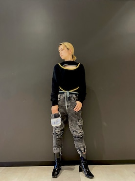 「DIESEL（ディーゼル）のアイテム（ブーツ）」を使った、Yukari.Nさん（レディース・153cm）の夏コーディネート