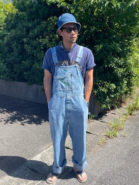 「アイテム（サロペット/オーバーオール）」を使った、Mitsugood-wearさん（メンズ・170cm）の夏コーディネート