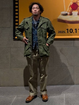 「アイテム（その他アウター、グリーン系）」を使った、Mitsugood-wearさん（メンズ・170cm）の秋コーディネート