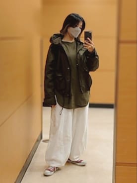 「オリーブ」｜「アイテム（アクセサリー）」を使った、あごさん（レディース・155cm）の春コーディネート