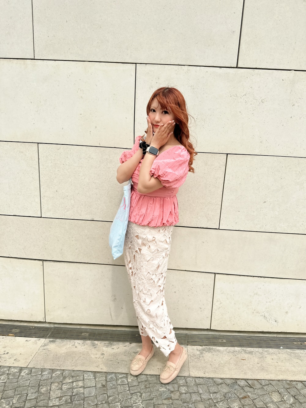 エルマンノシェルビーノ グレー レースタイトスカート 美品ウール