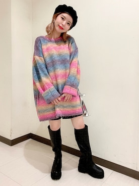「JEANASIS（ジーナシス）のアイテム（ハンチング/ベレー帽）」を使った、ぎちこ(Jeanasis)さん（レディース・145cm）の秋コーディネート