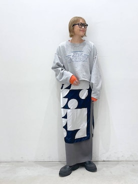 「新作」｜「アイテム（スウェット）」を使った、chamiさん（レディース・154cm）の冬コーディネート