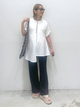 「アイテム（チュニック）」を使った、chamiさん（レディース・154cm）の夏コーディネート