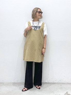 「アイテム（チュニック）」を使った、chamiさん（レディース・154cm）の夏コーディネート