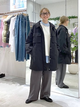 「アイテム（その他アウター、ブラック系）」を使った、chamiさん（レディース・154cm）の秋コーディネート