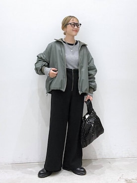 「LEPSIM（レプシィム）のアイテム（ブルゾン）」を使った、chamiさん（レディース・154cm）の秋コーディネート