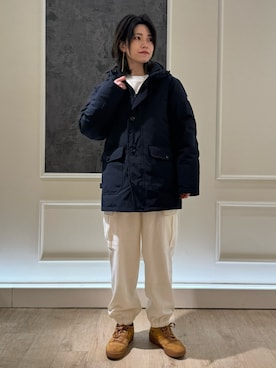 「カーゴパンツコーデ」｜「アイテム（ダウンジャケット/コート）」を使った、TOTO_fredyさん（レディース・164cm）の冬コーディネート