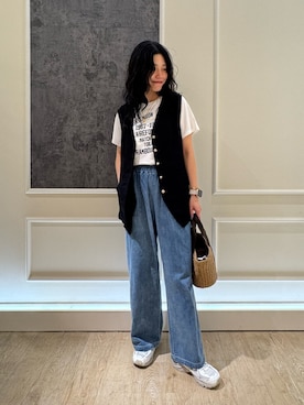 「アイテム（かごバッグ）」を使った、TOTO_fredyさん（骨格ストレート・レディース・164cm）の夏コーディネート