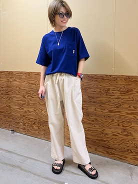 「メンズライクコーデ」｜「アイテム（サンダル）」を使った、TOTO_fredyさん（レディース・164cm）の夏コーディネート