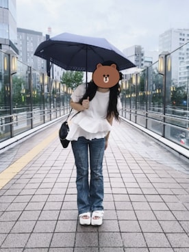 「アイテム（折りたたみ傘）」を使った、ぱやさん（レディース・159cm）の秋コーディネート